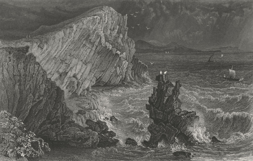 ISLE OF WIGHT. Watcombe Bay-Bartlett c1840 old antique vintage print picture